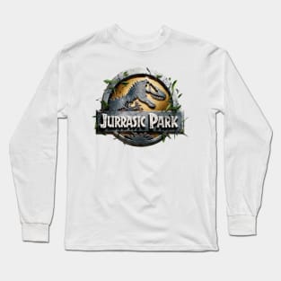 Jurrasic Park logo engraved in stone Long Sleeve T-Shirt